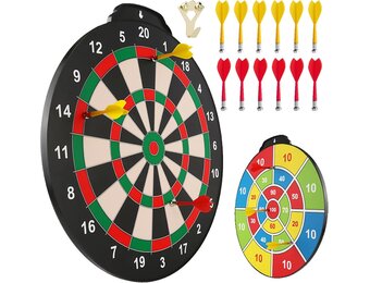 Magnetisch Dartbord Dubbelzijdig 45,7 cm met 12 Veilige Darts voor Kinderen Binnen & Buiten