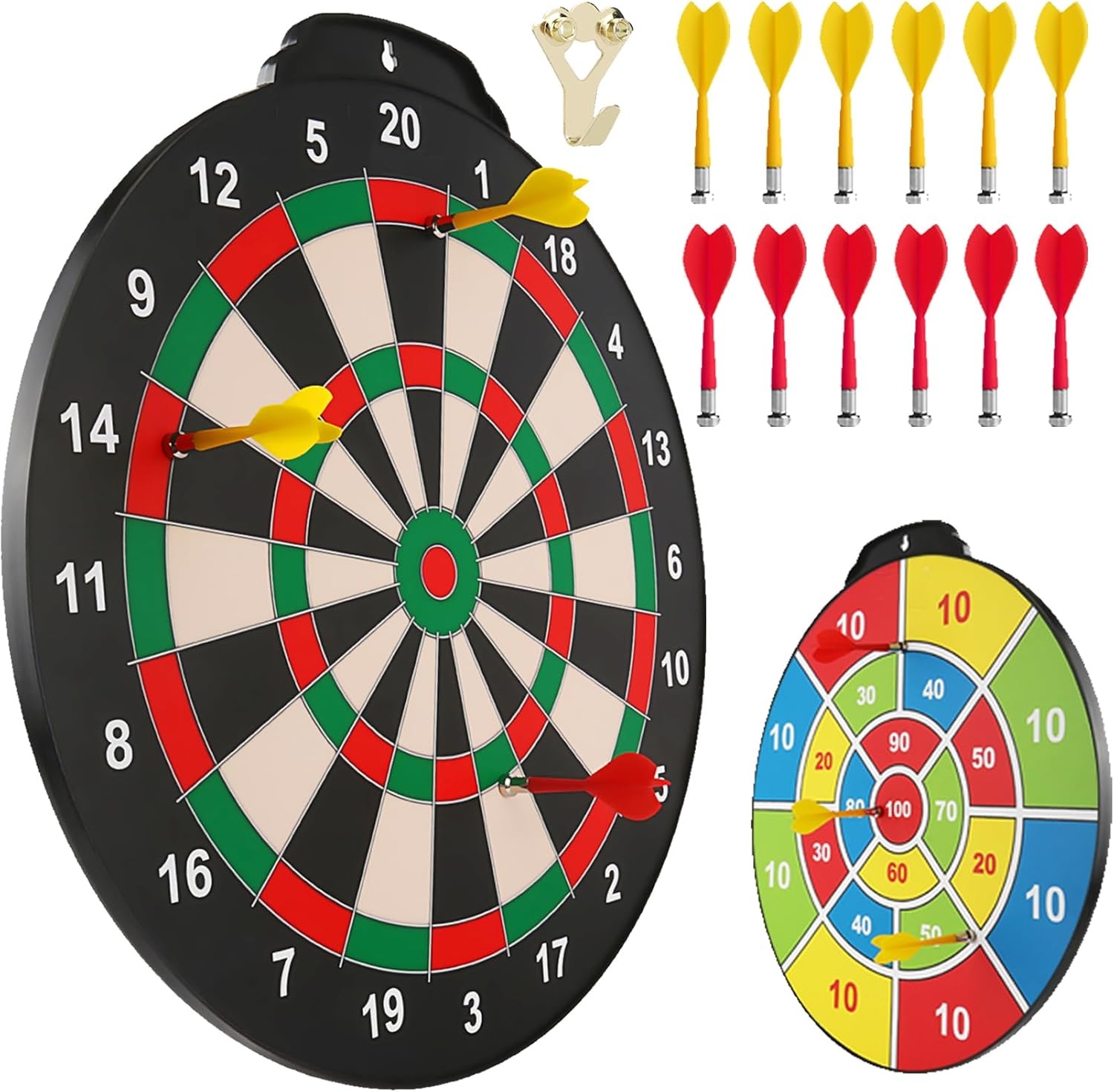 Magnetisch Dartbord Dubbelzijdig 45,7 cm met 12 Veilige Darts voor Kinderen Binnen & Buiten