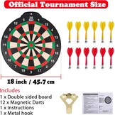 Magnetisch Dartbord 45,7cm | Dubbelzijdig | 12 Darts | 72% Korting