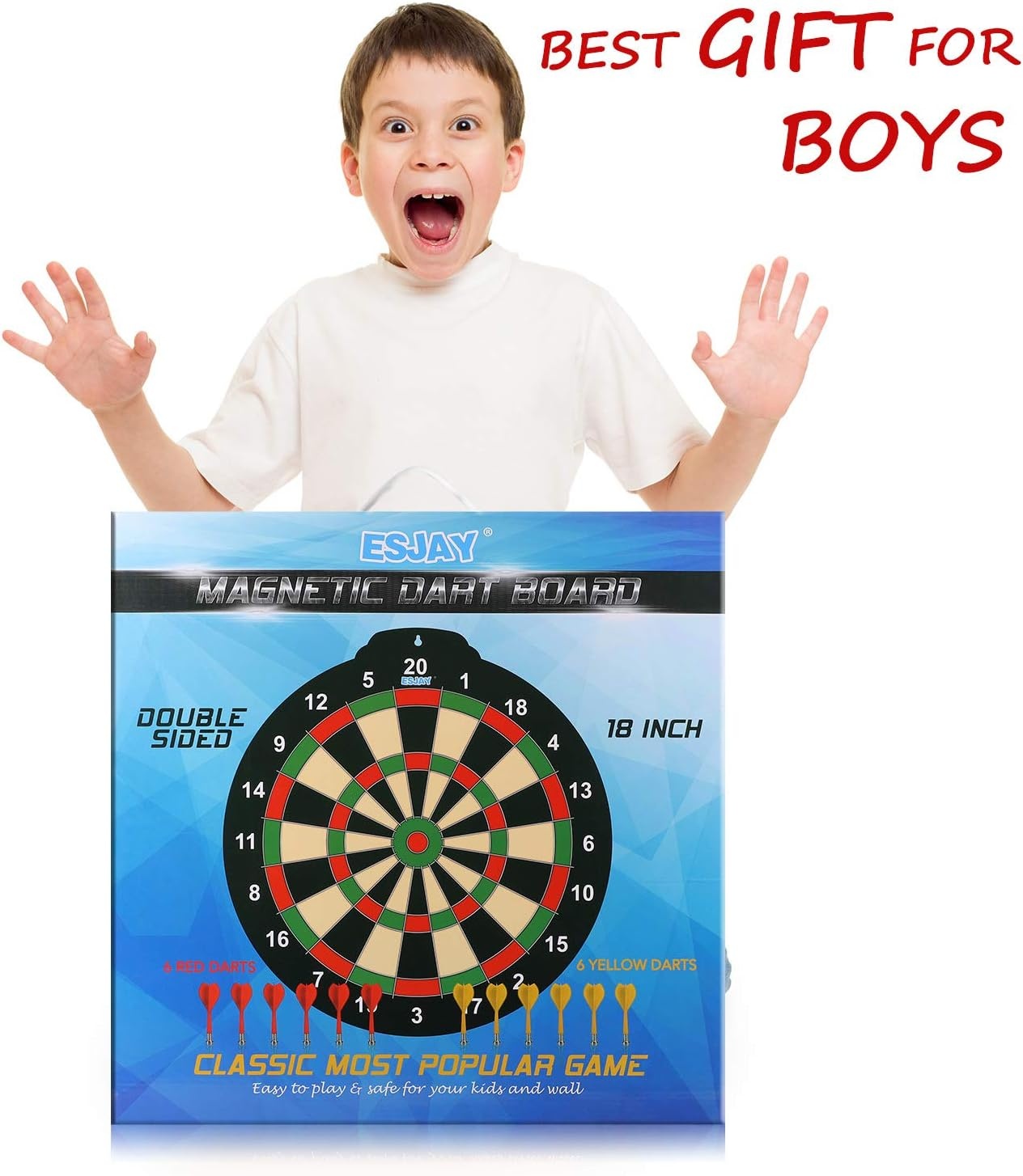 Magnetisch Dartbord Dubbelzijdig 45,7 cm met 12 Veilige Darts voor Kinderen Binnen & Buiten