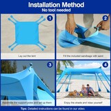 Strandtent Strandschelp UV 50+ met 30% Korting - Hemelsblauw