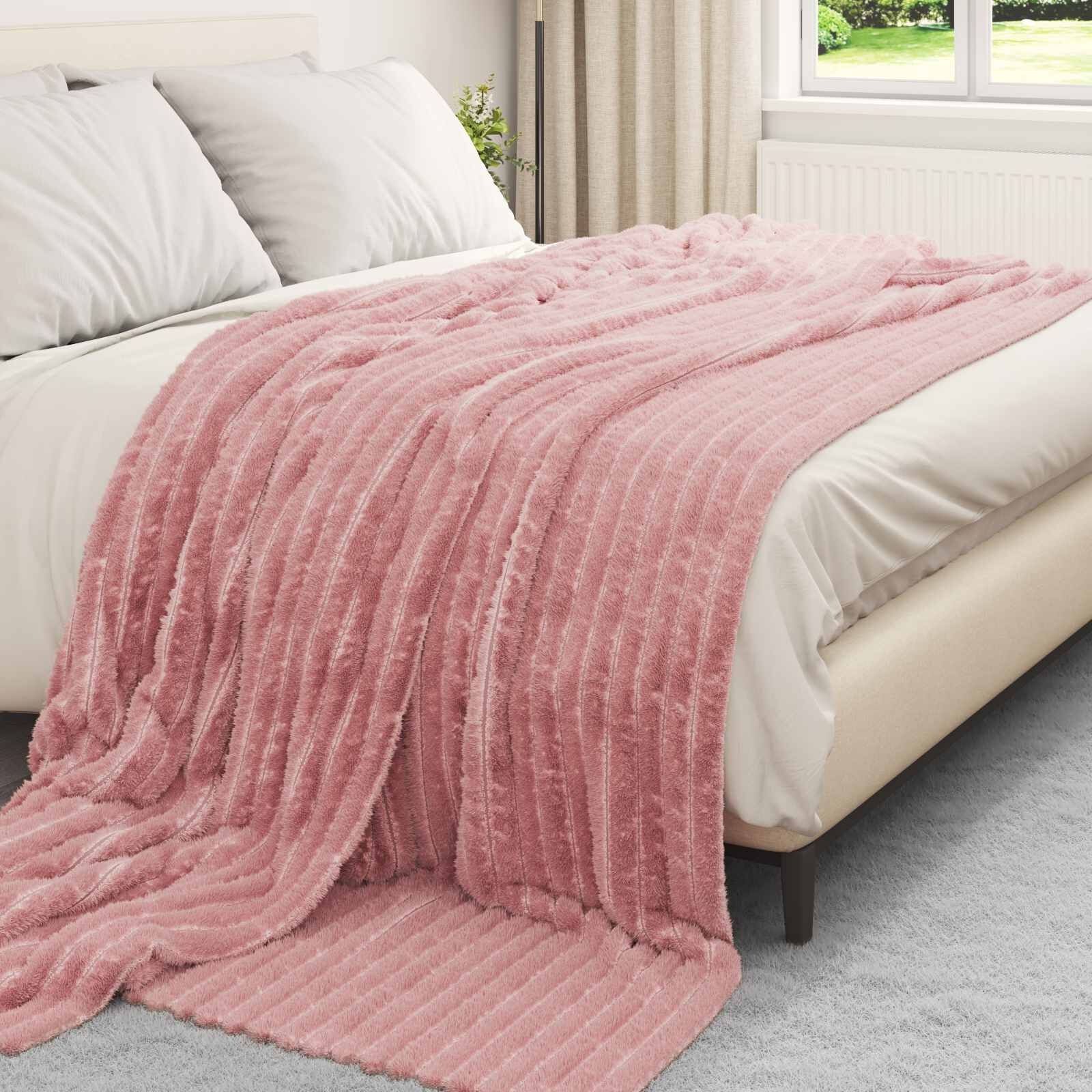 vidaXL Gooi Deken Roze 270 x 240 cm Fleece