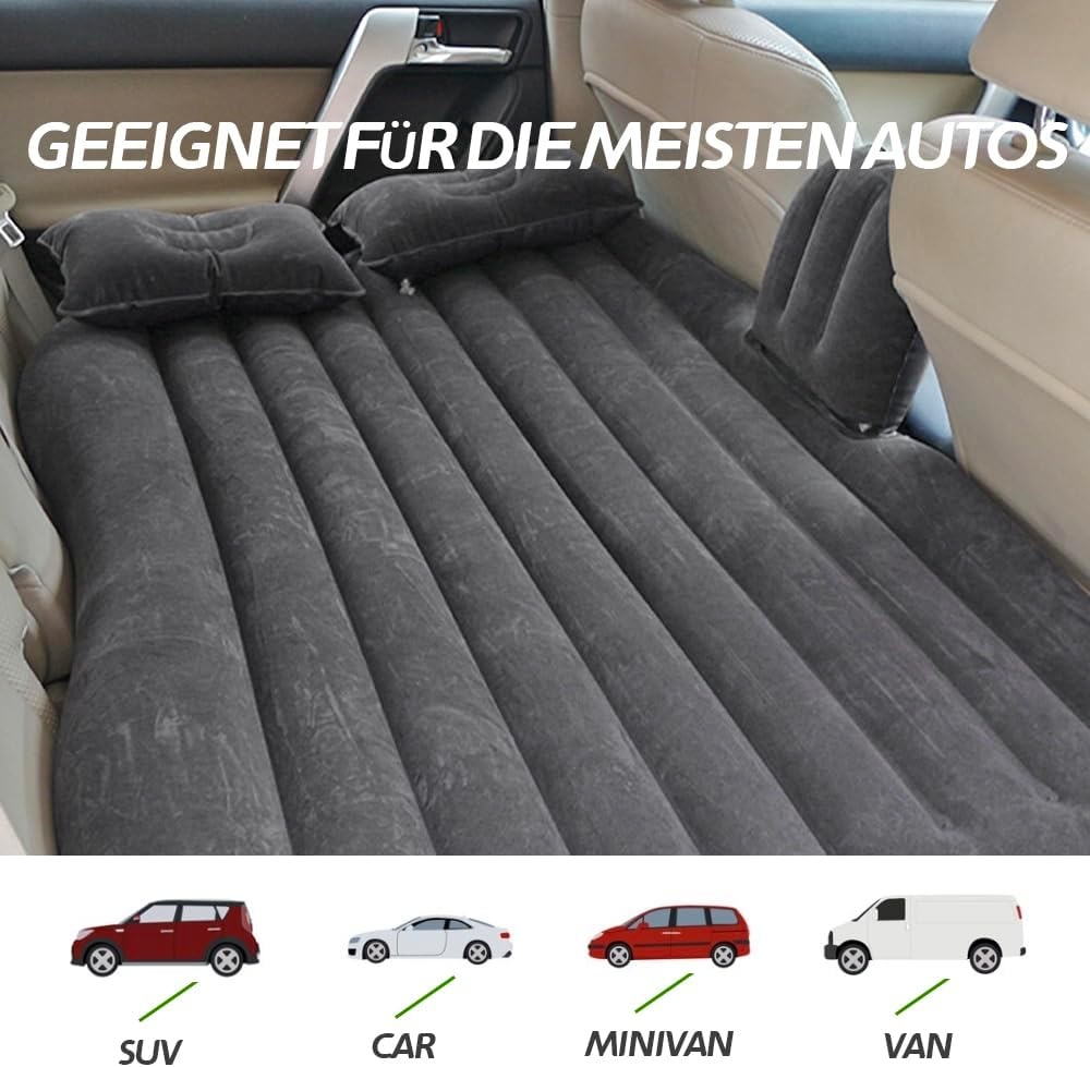 Luchtmatras Autobed 135x70 cm T-vormig met pomp & 2 kussens voor MPV SUV Sedan Camping Reizen