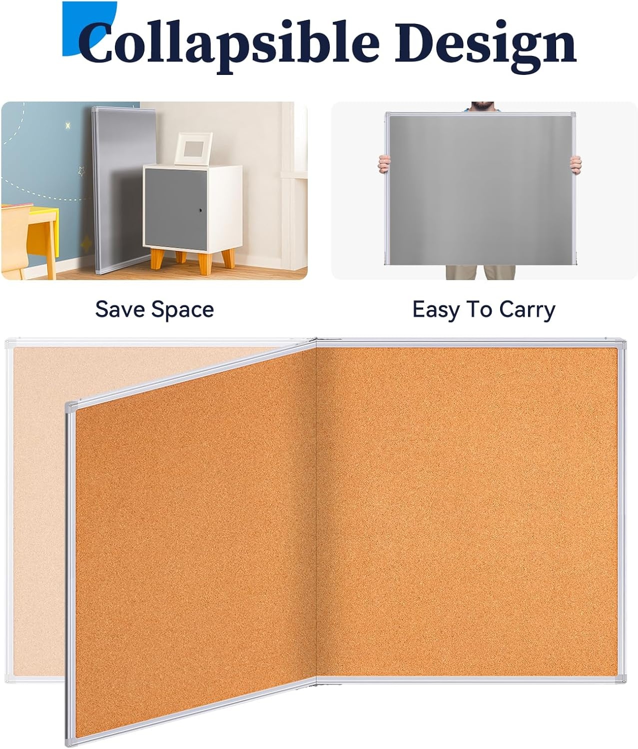 Prikbord kurk 150x90 cm met aluminium frame, zelfherstellend 10mm dik, inclusief 12 punaises voor thuis, kantoor, school