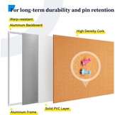 Prikbord kurk 150x90 cm met aluminium frame, zelfherstellend 10mm dik, inclusief 12 punaises voor thuis, kantoor, school