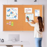 Prikbord kurk 150x90 cm met aluminium frame, zelfherstellend 10mm dik, inclusief 12 punaises voor thuis, kantoor, school