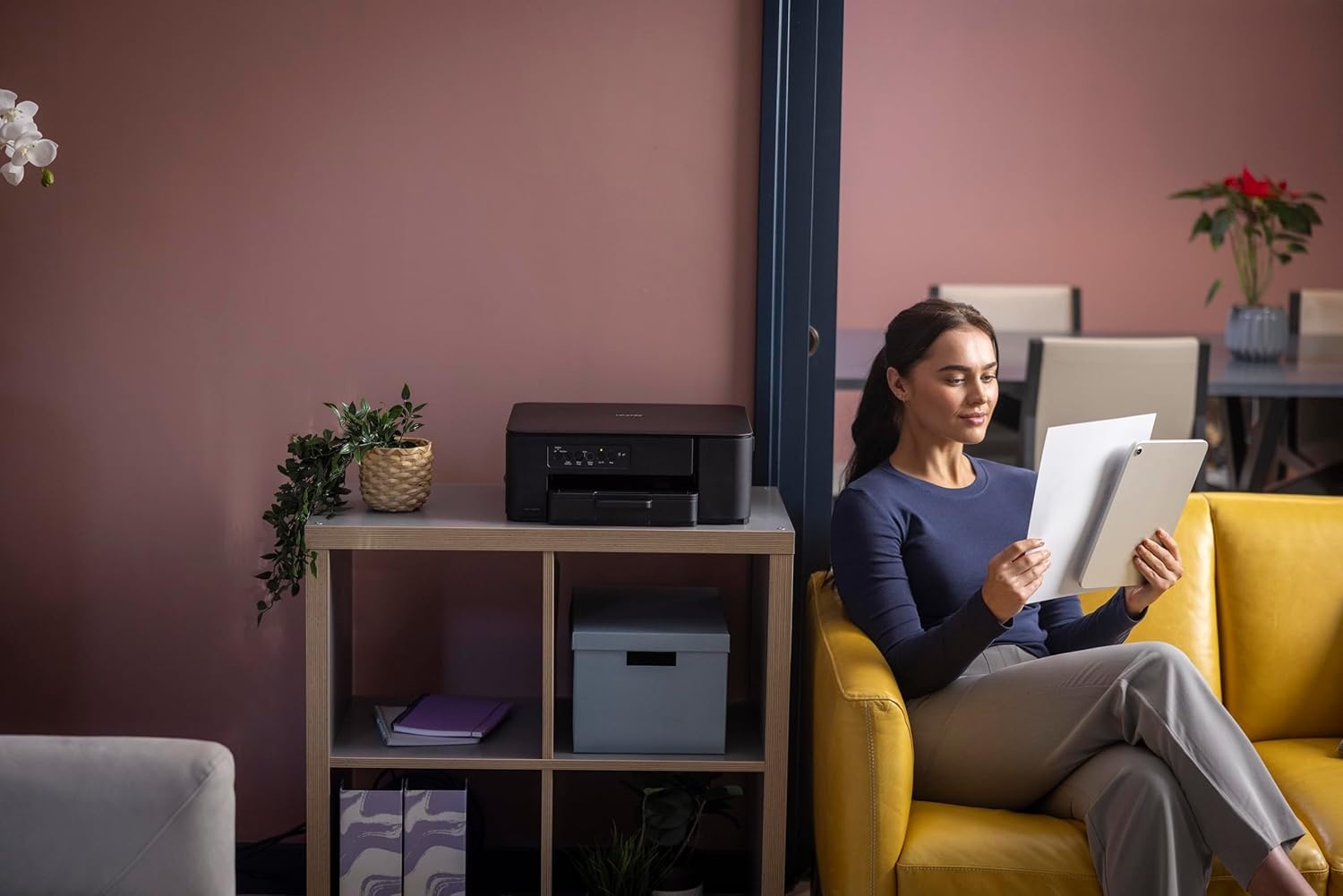 Compacte 3-in-1 kleuren inkjetprinter met wifi, 16 ppm, 150 vel papierlade, incl. cartridges