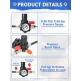 Luchtlek Detector Set Turbosysteem 9-delig voor Intercoolers & Drukleidingen, 30-90 mm adapters, 0-6 bar