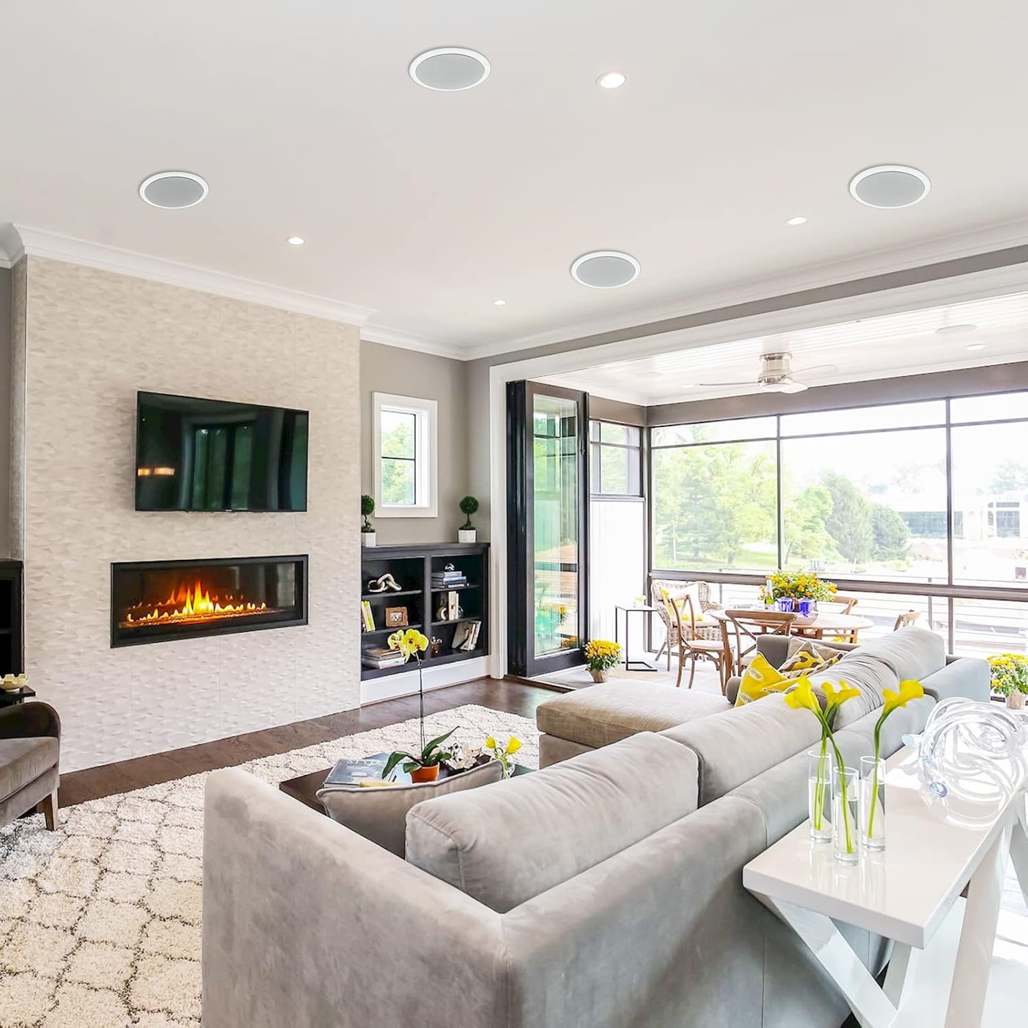 Inbouw Plafondluidsprekers 6.5 inch 600W 2-weg Bluetooth 4 stuks voor thuisbioscoop, woonkamer, kantoor