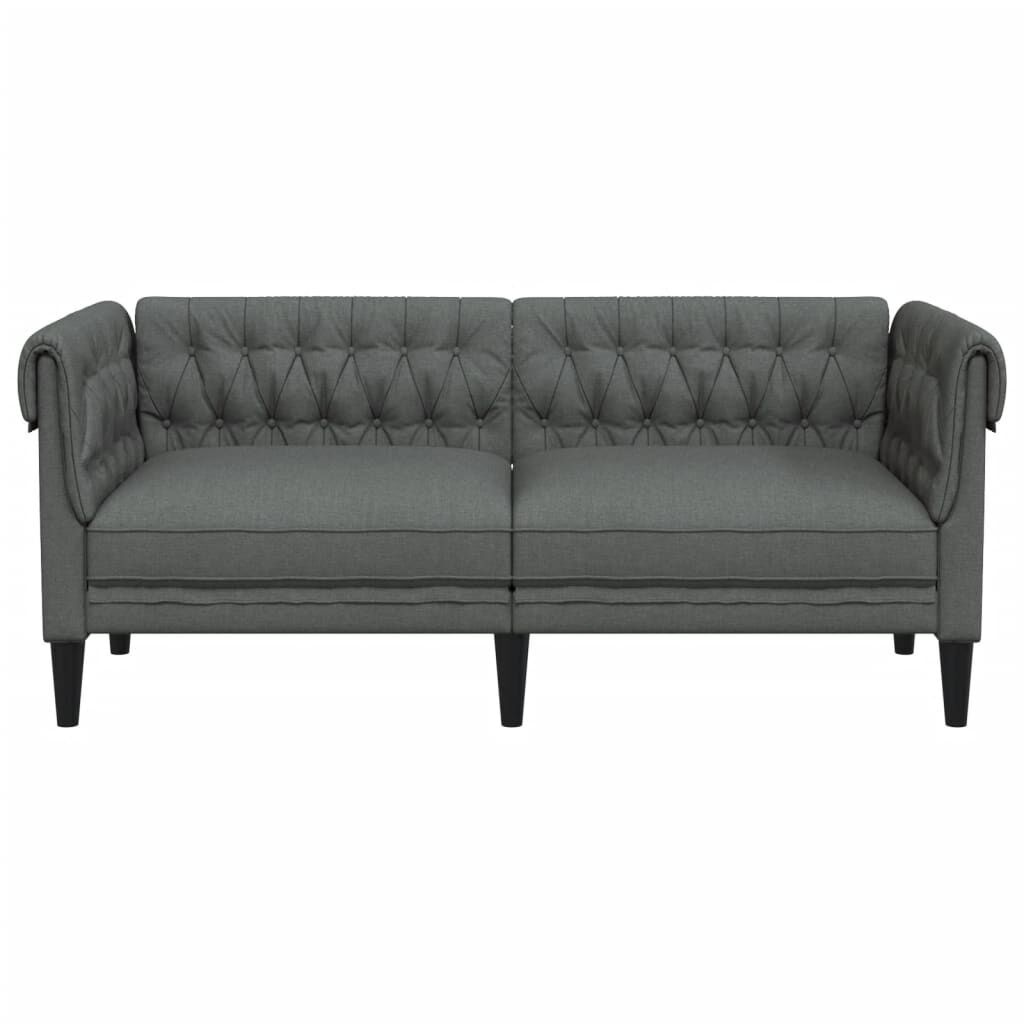 vidaXL Tweezitsbank Chesterfield-stijl stof donkergrijs