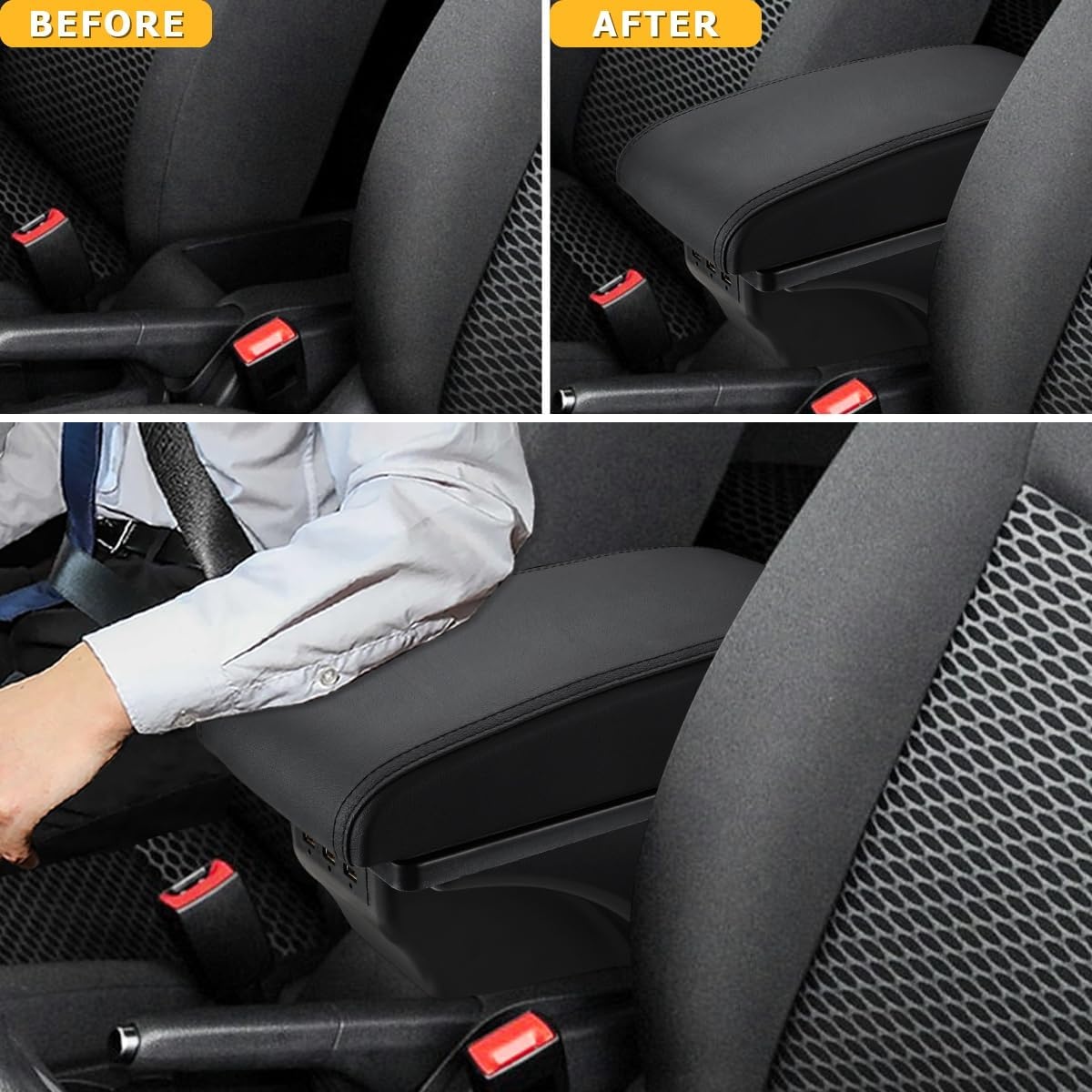 Armsteun Console voor VW Golf 6 MK6 (2008-2013) met 3 USB Oplaadpoorten