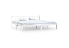 Massief Grenenhouten Bedframe - 200x200 cm - Wit - 62% Korting