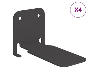 vidaXL Onzichtbare Zwevende Plank 4 pcs Zwart 6 x 11 x 6.5 cm Metaal