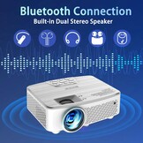 Draagbare projector 1080P Nativ, mini-Bluetooth-projector met 9500 lumen, ondersteuning 4K, bioscoopprojector, max. 500 cm, compatibel met tv-stick, HDMI, VGA, USB, TF AV (zilver)