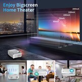 Draagbare projector 1080P Nativ, mini-Bluetooth-projector met 9500 lumen, ondersteuning 4K, bioscoopprojector, max. 500 cm, compatibel met tv-stick, HDMI, VGA, USB, TF AV (zilver)