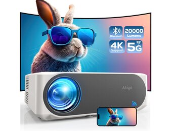 AKIYO O8 4K Projector: 20000 Lumen WiFi 6 Bluetooth, 300" Beeld, Home Theater met Zoomfunctie