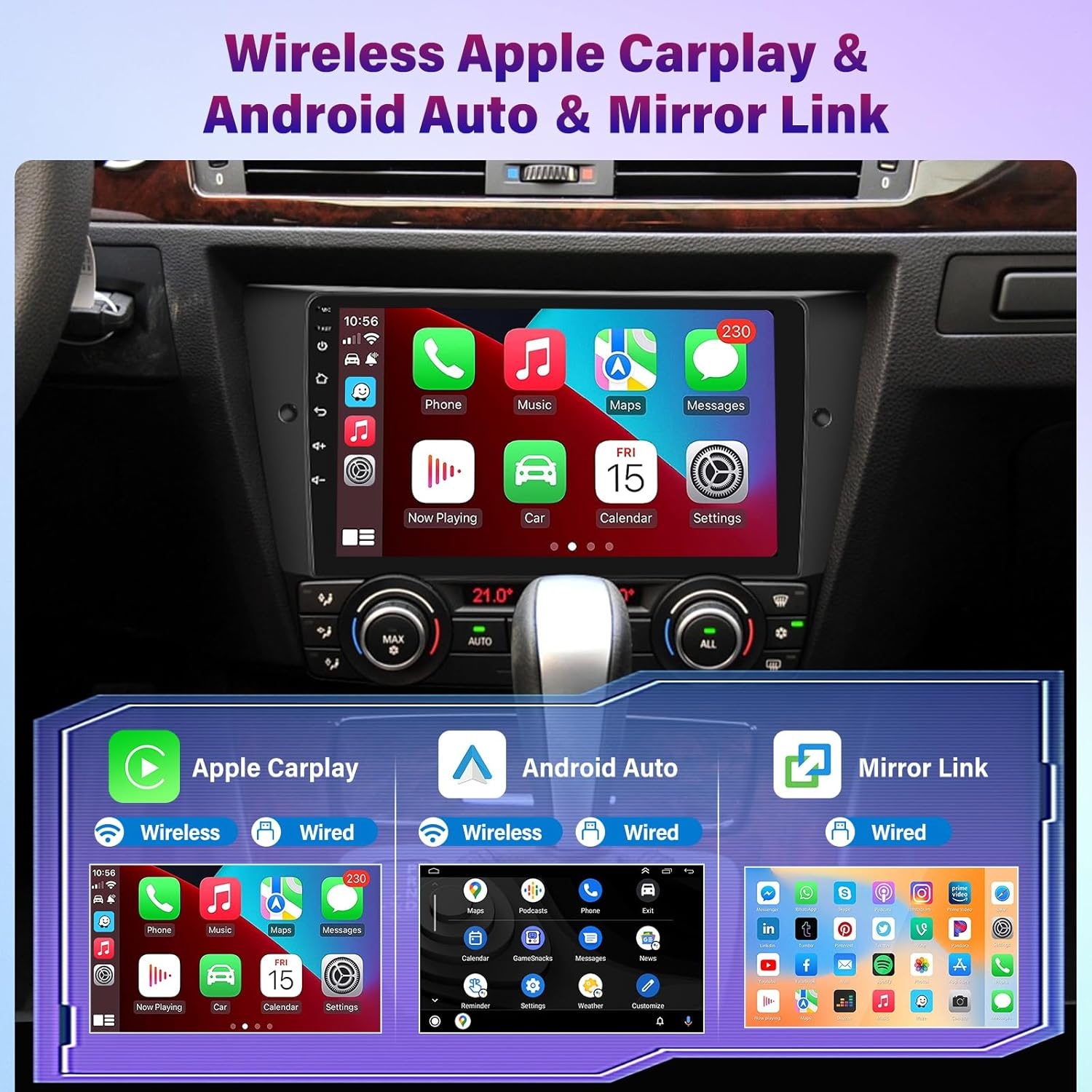 Android Autoradio BMW 3 Serie - Draadloos CarPlay/Android Auto - 60% Korting
