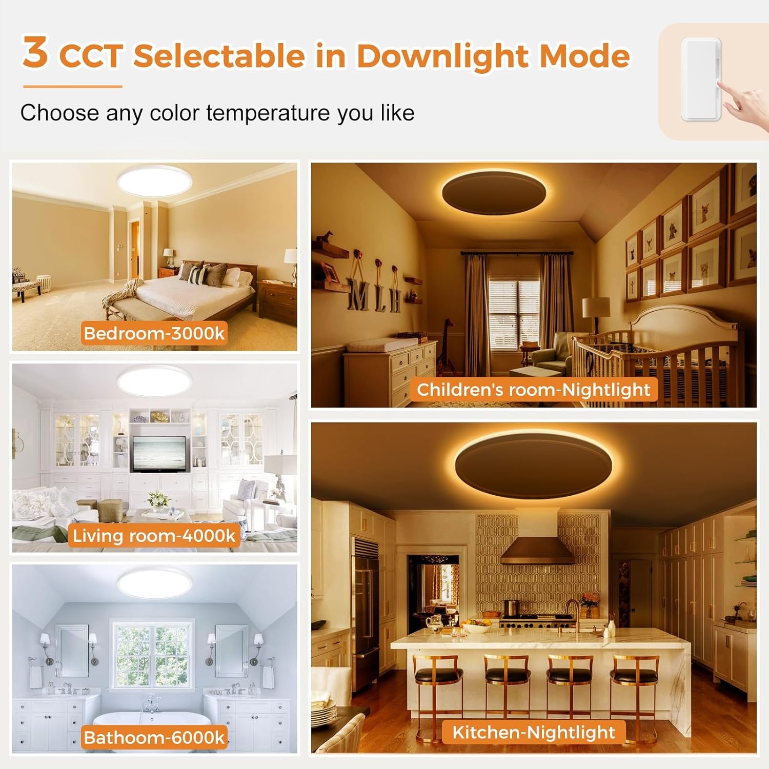 LED Plafondlamp dimbaar met afstandsbediening, nachtlampje 1800K, 3000K-6500K, ultradun rond, 36W, 4200 lm, Ø 40 cm, voor woonkamer, kinderkamer
