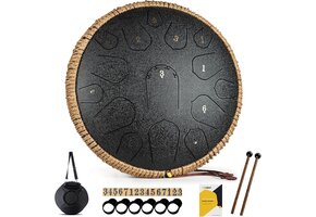 Steel Tongue Drum 14" (15 Tonen, D-Dur) Zwart - 36% Korting!