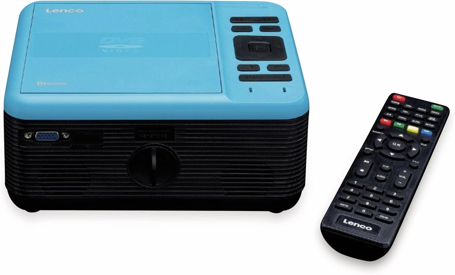 Lenco LPJ-500 - Bluetooth beamer - Mini Beamer - DVD speler - 2800 lumen - 30.000 uur levensduur - Full HD - Bluetooth 5.0-2 x HDMI - USB - SD - AV-in - VGA - blauw