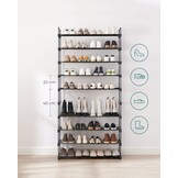 SONGMICS LSA10BK 10 Tier Shoe Rack High Shoe Rack Slim Shoe Rack Storage Metal Space Saving Dressing Room Entrance 30 x 94 x 206 cm Black