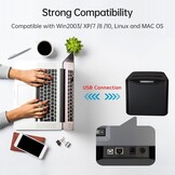 Bisofice Thermische printer, 80 mm, cassetprinter met ESC/POS, ondersteunt automatisch snijden (220 mm/s, USB-poort + ethernet)