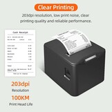 Bisofice Thermische printer, 80 mm, cassetprinter met ESC/POS, ondersteunt automatisch snijden (220 mm/s, USB-poort + ethernet)