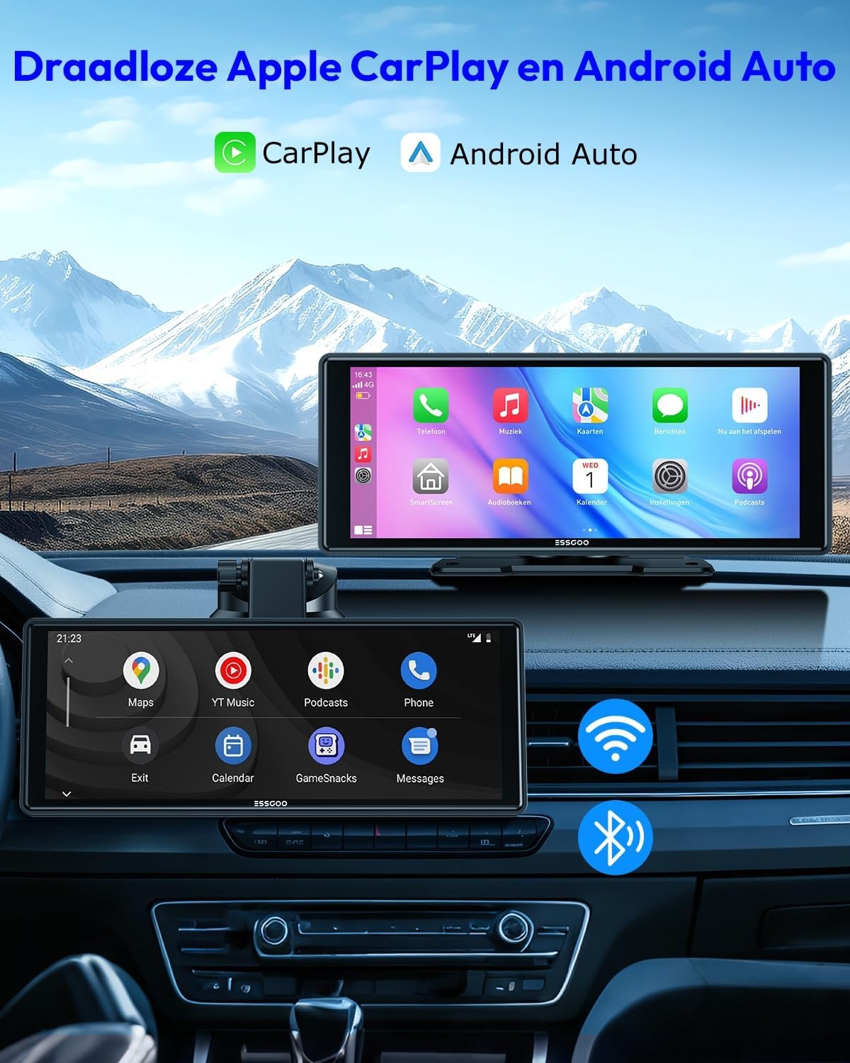 Draadloos CarPlay/Android Auto Scherm 10.26" - 29% Korting