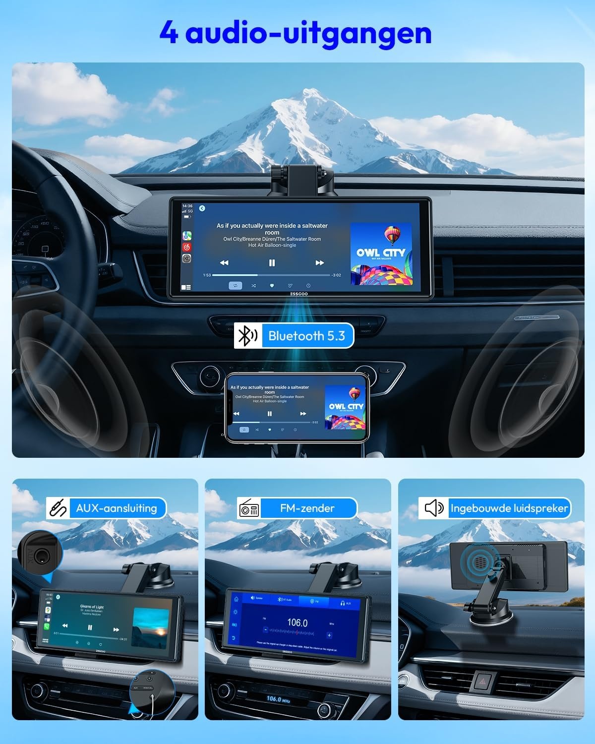 Draadloos CarPlay/Android Auto Scherm 10.26" - 29% Korting