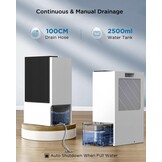 EasyAcc 3-in-1 elektrische luchtontvochtiger, 3 l/24 uur, stil, draagbare ontvochtiger, kantelbeveiliging, krachtige wintermodus, slaapmodus, timer voor badkamer, kelder
