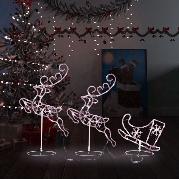 Acryl Kerst Rendier & Slee Decoratie - 260cm - 83% Korting