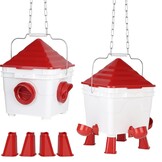 EFUTURETIME Kippendrinkbak, 7 liter, automatisch met voeten en 8 kg container, voederautomaat voor kippen, gevogelte, voederdispenser, ophangbare kippendrinkbak met stalen kettingen (2 stuks)