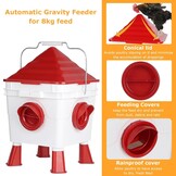 EFUTURETIME Kippendrinkbak, 7 liter, automatisch met voeten en 8 kg container, voederautomaat voor kippen, gevogelte, voederdispenser, ophangbare kippendrinkbak met stalen kettingen (2 stuks)