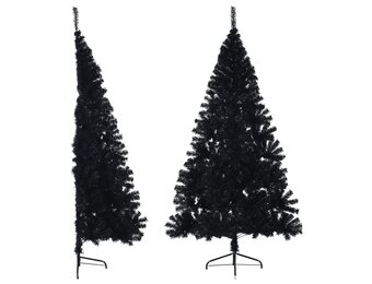 Halve Kunstkerstboom Zwart 180 cm met Standaard (71% Korting)
