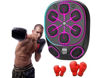 Muziekboksmachine met LED-verlichting, Bluetooth, 9 snelheidsmodi en telmodus – elektronische boksmachine voor kinderen en volwassenen – muziekboksmachine voor thuis en sportschool