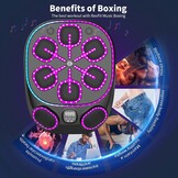 Muziekboksmachine met LED-verlichting, Bluetooth, 9 snelheidsmodi en telmodus – elektronische boksmachine voor kinderen en volwassenen – muziekboksmachine voor thuis en sportschool
