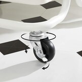 Witte Serveertrolley 3 Niveaus met Handvat, 4 Wielen & Remmen, Kunststof Planken, 2 Ophangvakken