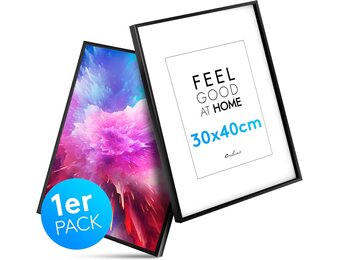 Calias® [1 stuk] Fotolijst, 30 x 40 cm, zwart, fotolijst van hout met onbreekbaar plexiglas, houten fotolijst incl. standaard en ophanging, echt houten fotolijst, FSC-gecertificeerd, made in EU, 1