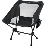 Sportneer Opvouwbare en lichte campingstoel, verlengde klapstoel voor het strand, inklapbaar, voor kamperen, wandelen, gazon, picknick in de open lucht, zwart, 1