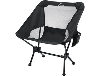 Sportneer Opvouwbare en lichte campingstoel, verlengde klapstoel voor het strand, inklapbaar, voor kamperen, wandelen, gazon, picknick in de open lucht, zwart, 1