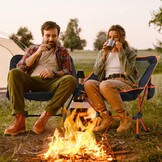 Sportneer Opvouwbare en lichte campingstoel, verlengde klapstoel voor het strand, inklapbaar, voor kamperen, wandelen, gazon, picknick in de open lucht, zwart, 1