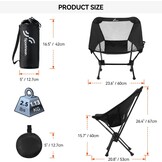 Sportneer Opvouwbare en lichte campingstoel, verlengde klapstoel voor het strand, inklapbaar, voor kamperen, wandelen, gazon, picknick in de open lucht, zwart, 1