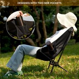 Sportneer Opvouwbare en lichte campingstoel, verlengde klapstoel voor het strand, inklapbaar, voor kamperen, wandelen, gazon, picknick in de open lucht, zwart, 1