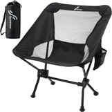 Sportneer Opvouwbare en lichte campingstoel, verlengde klapstoel voor het strand, inklapbaar, voor kamperen, wandelen, gazon, picknick in de open lucht, zwart, 1