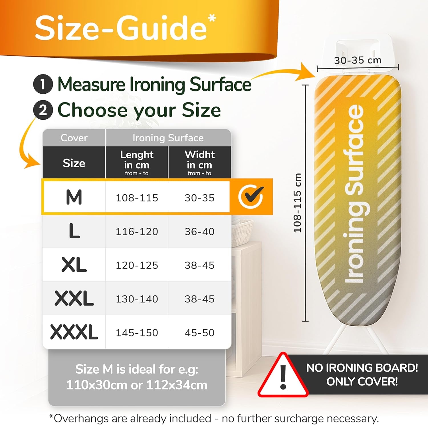 Smart&Gentle Tijdbesparende Strijkplank Hoes – Hitte & Stoom reflecterend - 100% Katoenen bovenlaag ÖKO-Tex getest tegen schadelijke stoffen – 3 klemmen voor perfecte fit – 115x35cm