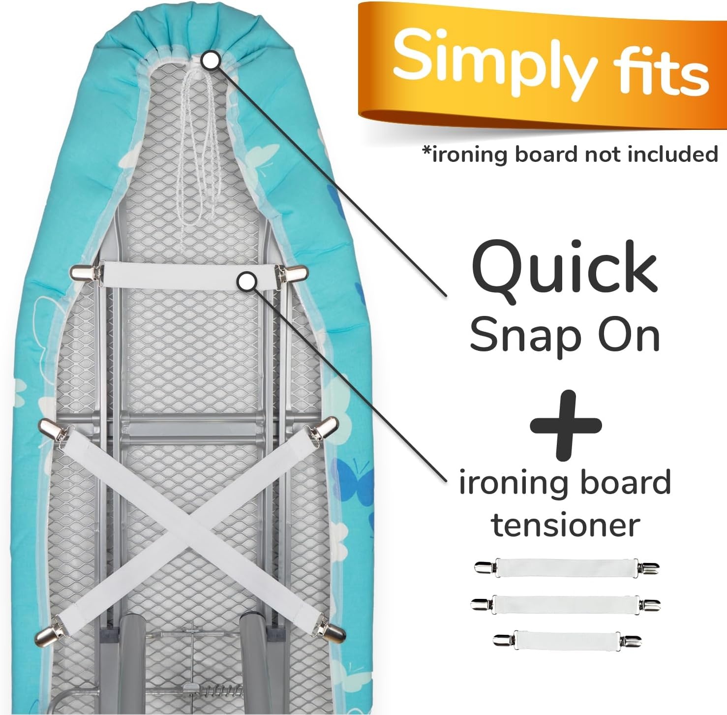 Smart&Gentle Tijdbesparende Strijkplank Hoes – Hitte & Stoom reflecterend - 100% Katoenen bovenlaag ÖKO-Tex getest tegen schadelijke stoffen – 3 klemmen voor perfecte fit – 115x35cm
