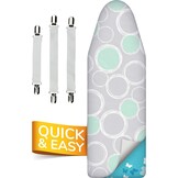 Smart&Gentle Tijdbesparende Strijkplank Hoes – Hitte & Stoom reflecterend - 100% Katoenen bovenlaag ÖKO-Tex getest tegen schadelijke stoffen – 3 klemmen voor perfecte fit – 115x35cm