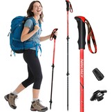 Ninonly Opvouwbare wandelstokken, carbon, Nordic Walking stokken voor dames en heren, lichte telescopische wandelstokken met EVA-handgreep en 3 punten, 150 kg draagkracht voor wandelingen, trekking