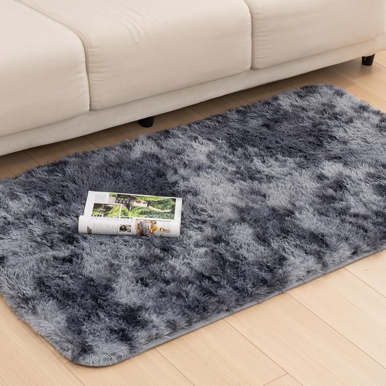 Vamcheer Modern woonkamertapijt, 8 mm, machinewasbaar, lange pool, antislip, tapijt voor woonkamer, kinderen, gymnastiek, 80 x 150 cm, grijs