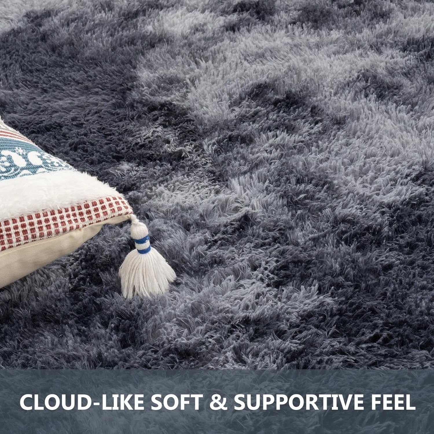 Vamcheer Modern woonkamertapijt, 8 mm, machinewasbaar, lange pool, antislip, tapijt voor woonkamer, kinderen, gymnastiek, 80 x 150 cm, grijs